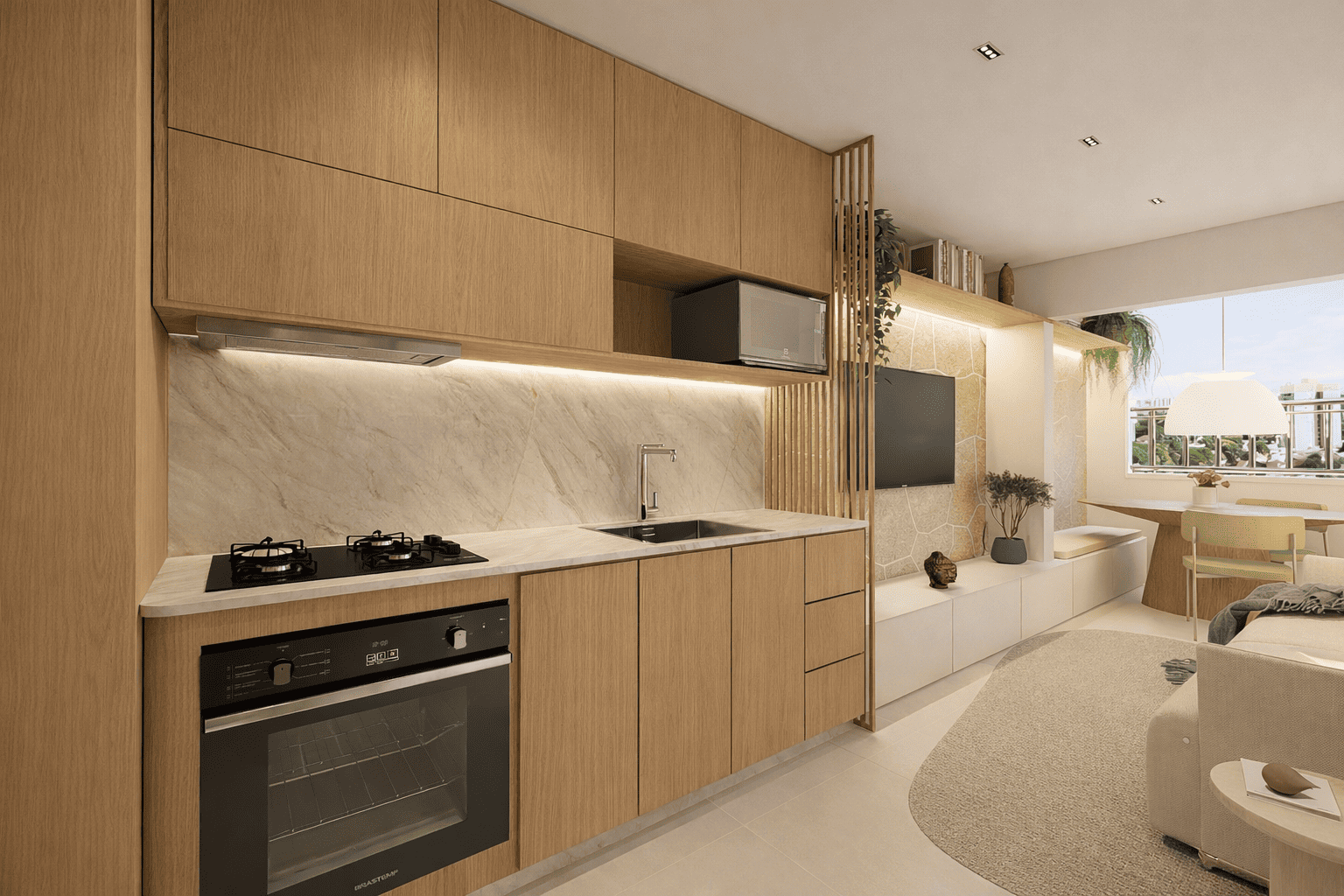 Apartamento Caju — Cozinha integrada